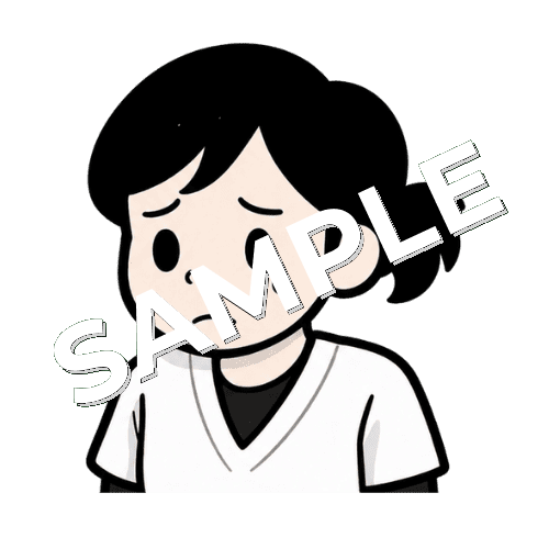 悲しい表情の女性あん摩マッサージ指圧師のイラスト