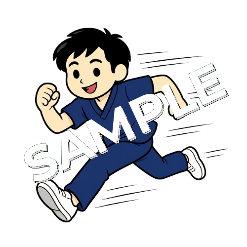 全力ダッシュをする男性鍼灸師のイラスト