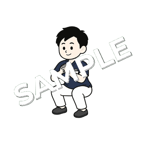 スクワットをする男性鍼灸師のイラスト