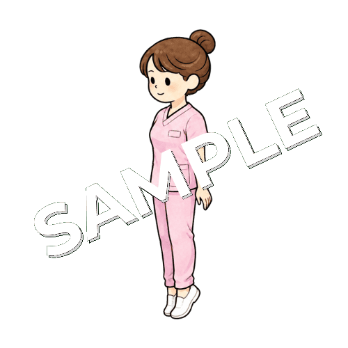 かかとを上げてつま先立ちしている女性看護師のイラスト