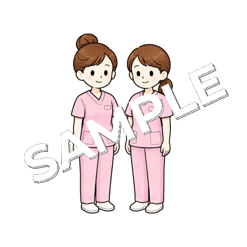 2人で並んでいる女性看護師のイラスト
