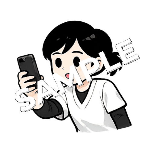 スマートフォンで写真を撮る女性あん摩マッサージ指圧師のイラスト