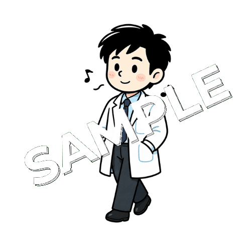 鼻歌を歌う男性薬剤師のイラスト