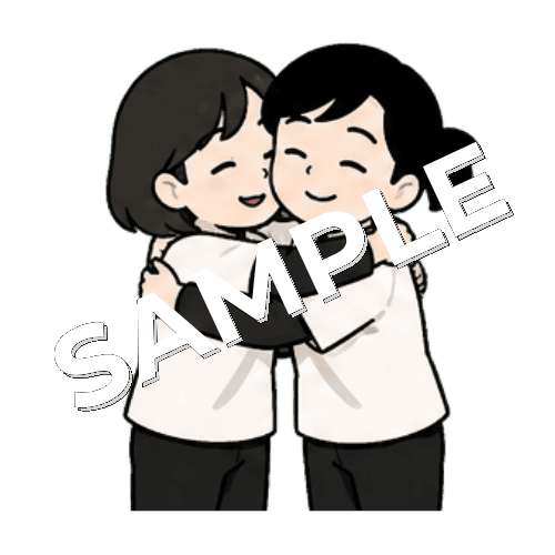 抱き合う女性あん摩マッサージ指圧師のイラスト