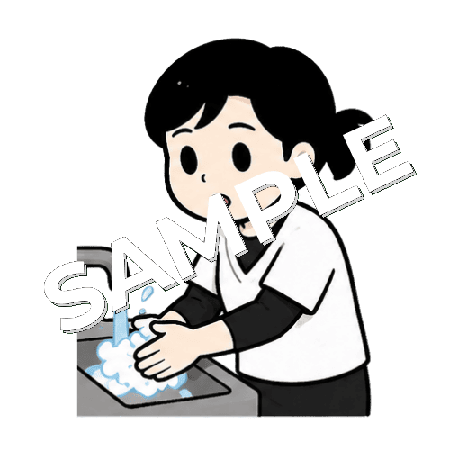 手を洗う女性あん摩マッサージ指圧師のイラスト