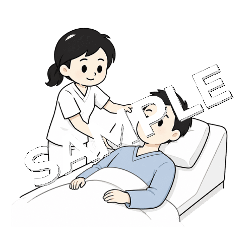 枕の高さを調整する女性言語聴覚士のイラスト