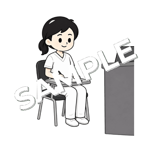 セミナーを受講する女性言語聴覚士のイラスト