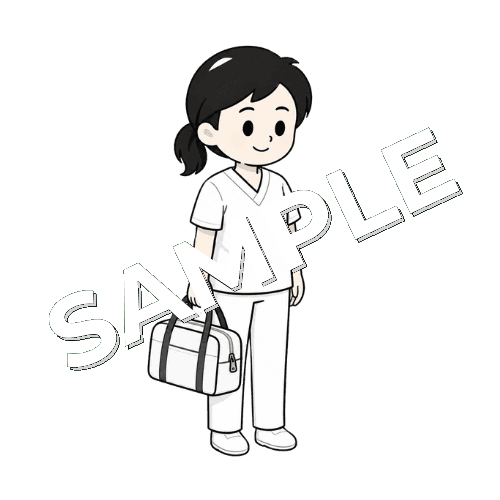 訪問バッグを持つ女性言語聴覚士のイラスト