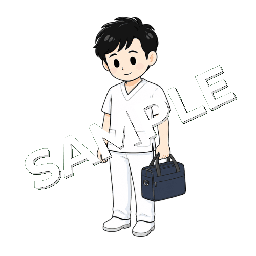 訪問バッグを持つ男性言語聴覚士のイラスト