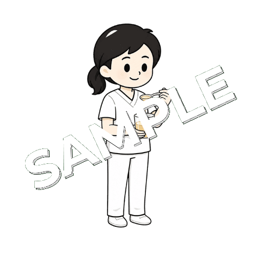 水分のとろみ具合を確認する女性言語聴覚士のイラスト