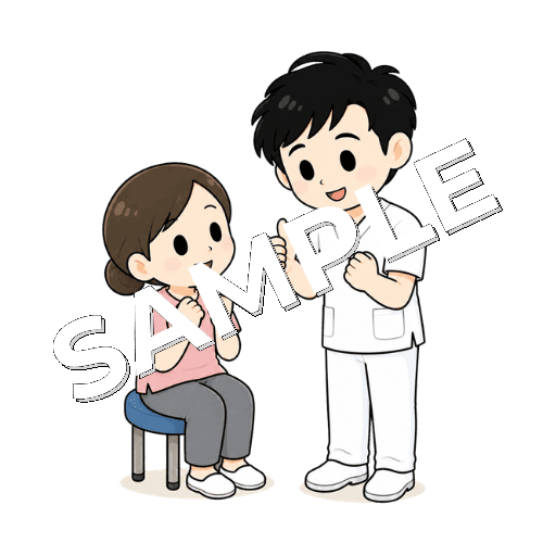 患者を励ます男性言語聴覚士のイラスト