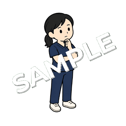 腕組みをして考える女性柔道整復師のイラスト