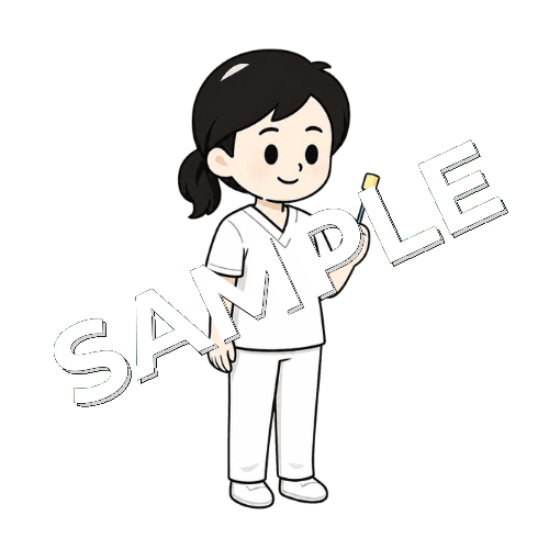 スポンジブラシを持つ女性言語聴覚士のイラスト