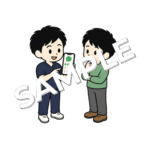 口コミ投稿のお願いをする男性柔道整復師のイラスト