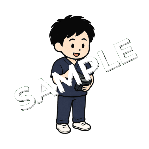 キャッシュレス決済端末を操作する男性柔道整復師のイラスト