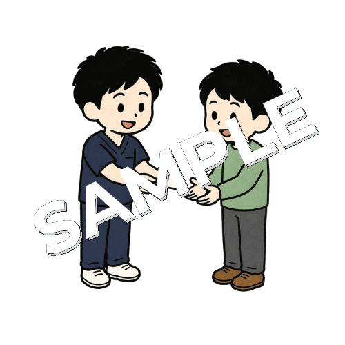 初回体験キャンペーンを案内する男性柔道整復師のイラスト