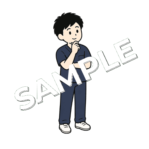 腕組みをして考える男性柔道整復師のイラスト