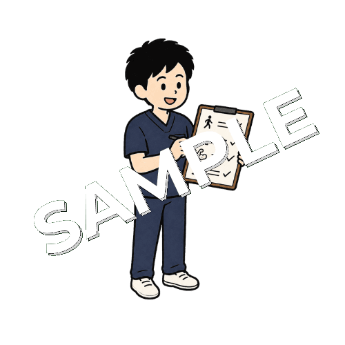 リハビリ目標を書き出す男性柔道整復師のイラスト
