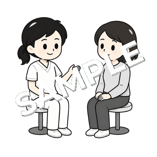 リラックスして話す練習をする女性言語聴覚士のイラスト