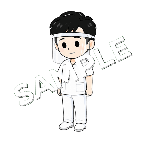 フェイスシールドを着ける男性言語聴覚士のイラスト