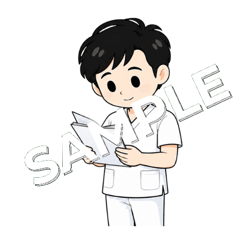 論文を読む男性言語聴覚士のイラスト