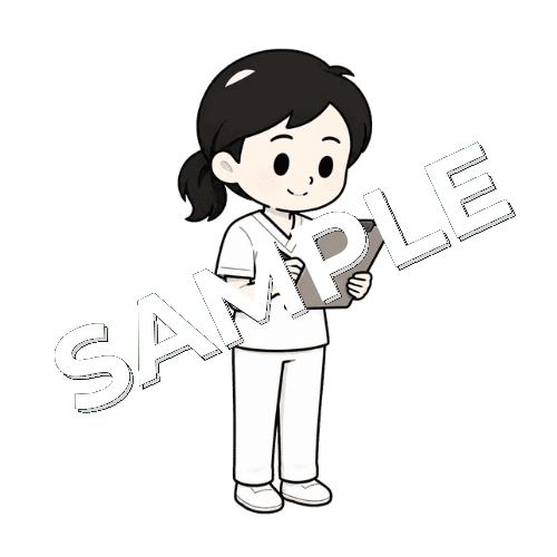 問診票を確認する女性言語聴覚士のイラスト