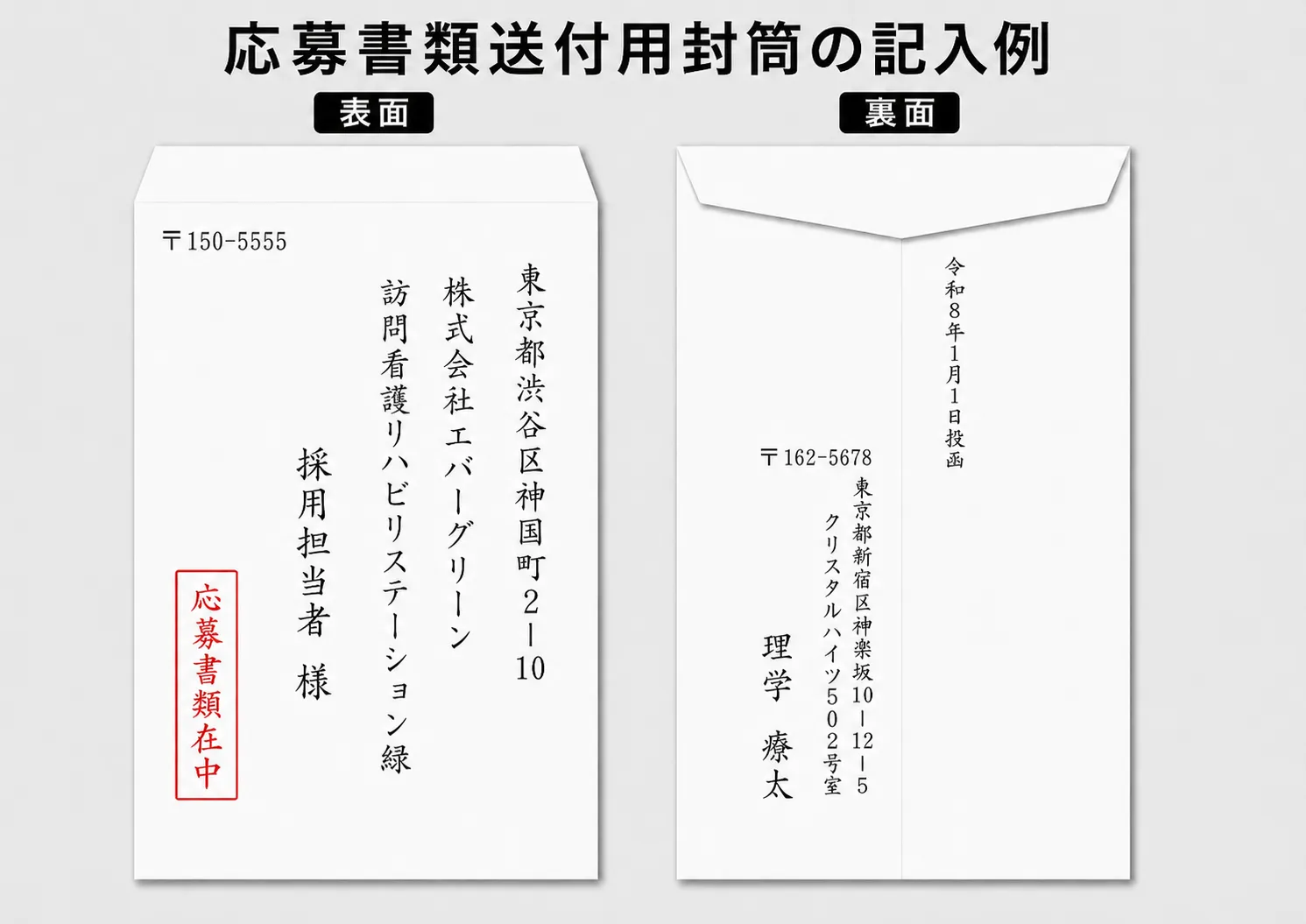 履歴書用封筒の書き方の見本