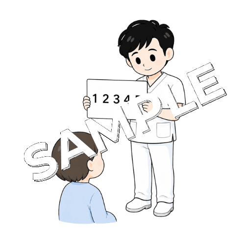 数字カードを見せる男性言語聴覚士のイラスト