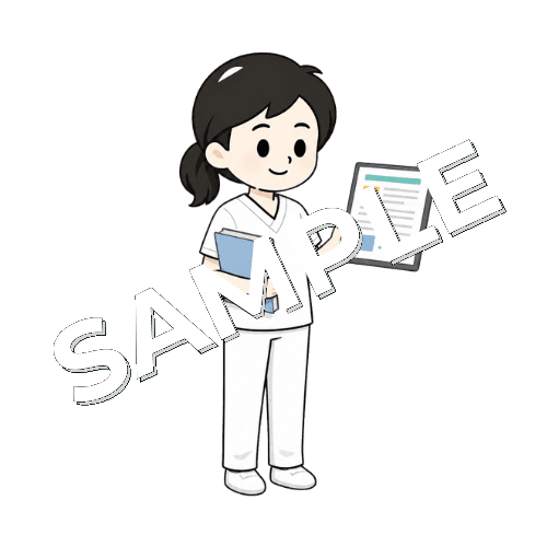 研修資料を見せる女性言語聴覚士のイラスト