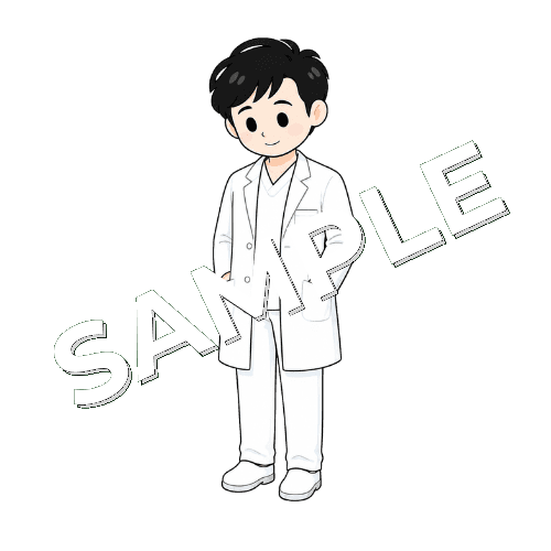 白衣を着た男性言語聴覚士の立ち姿イラスト