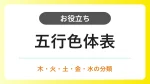 五行色体表｜五行（木・火・土・金・水）と五臓の対応 イメージ