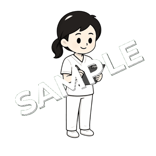 退院時サマリーを書く女性言語聴覚士のイラスト