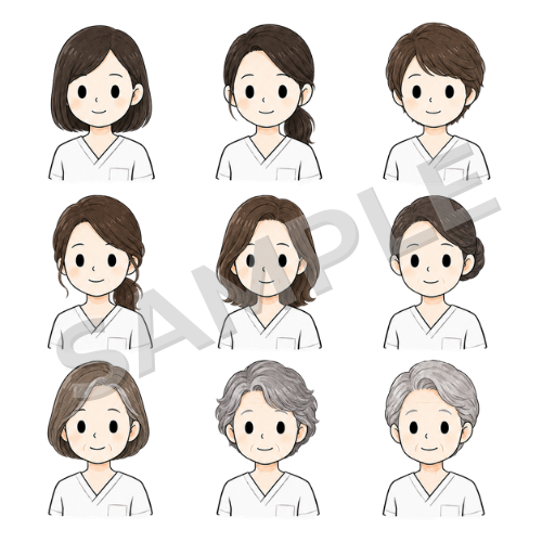 女性言語聴覚士（人物違い①）のイラストセット