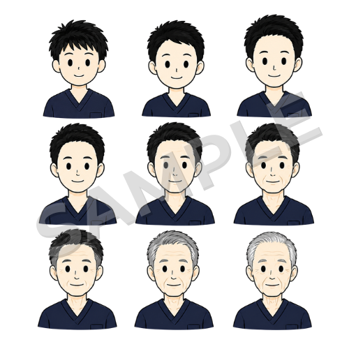 男性理学療法士（人物違い①）のイラストセット