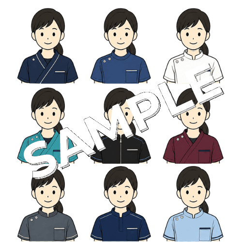 女性柔道整復師（服装違い）のイラストセット
