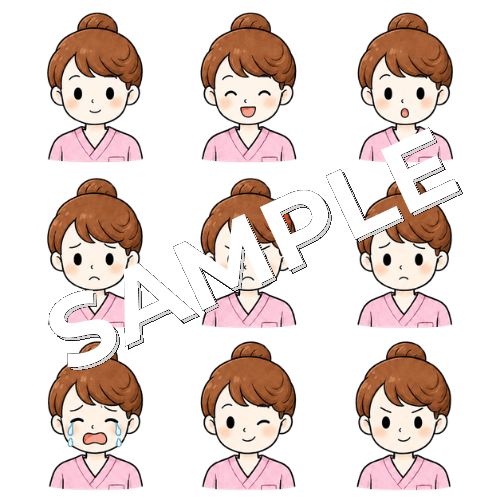 女性看護師（表情違い）のイラストセット
