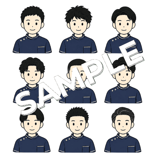 男性柔道整復師（髪型違い）のイラストセット