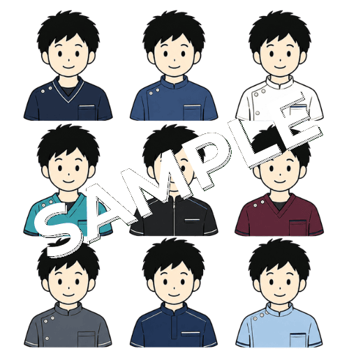 男性柔道整復師（服装違い）のイラストセット