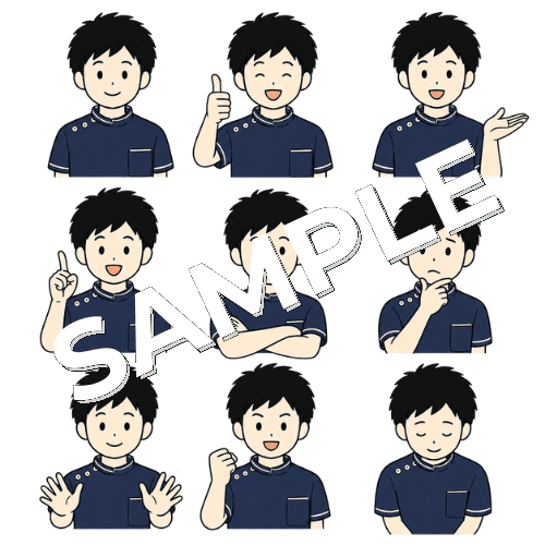 男性柔道整復師（ポーズ違い）のイラストセット