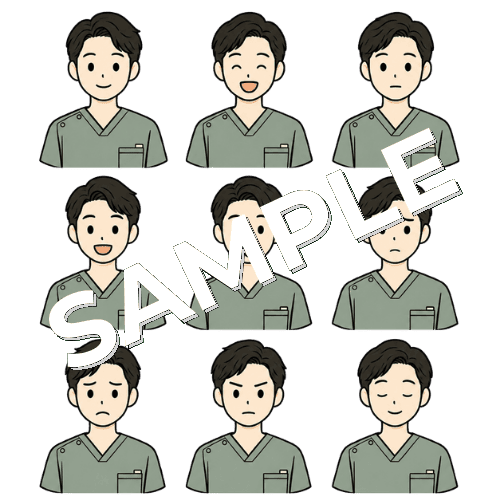 男性作業療法士（表情違い）のイラストセット