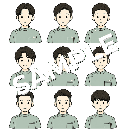 男性作業療法士（髪型違い）のイラストセット