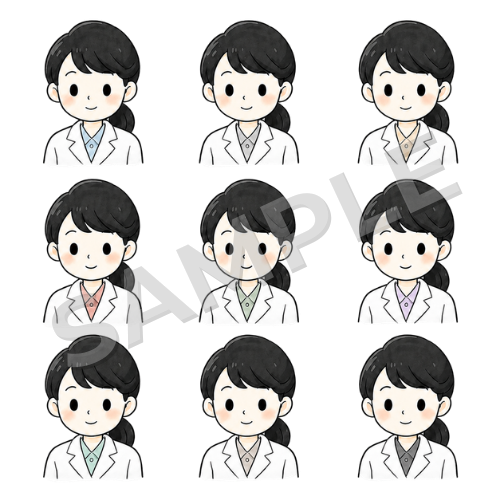 女性薬剤師（服装違い）のイラストセット