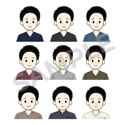 男性理学療法士（服装違い）のイラストセット