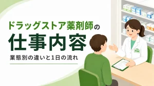 ドラッグストア薬剤師の仕事内容｜業態別の違いと1日の流れ イメージ