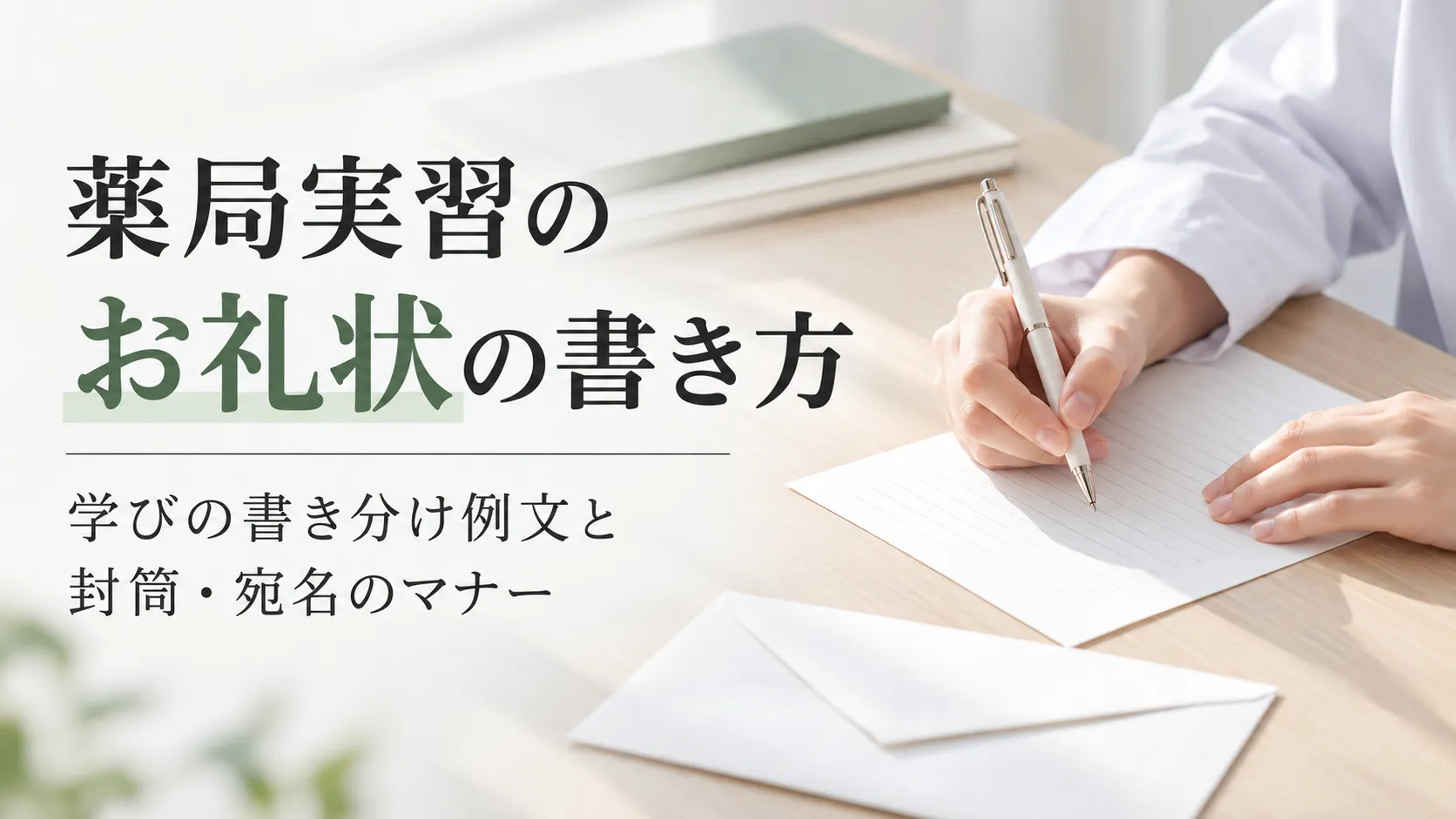 薬局実習のお礼状の書き方｜学びの書き分け例文と封筒・宛名のマナー イメージ