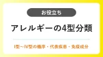 アレルギーの4型分類｜I型〜IV型の機序・代表疾患のまとめ イメージ