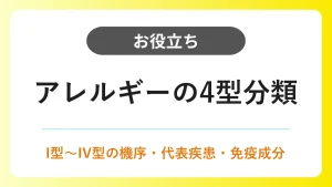 アレルギーの4型分類｜I型〜IV型の機序・代表疾患のまとめ イメージ